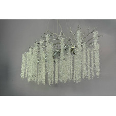 Серебристая люстра с хрустальными каскадами 10 ламп цоколь E14 регулируемый подвес