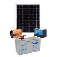 Комплект резервного живлення з сонячною панеллю 50W + інвертор 300Вт + ШИМ та АКБ 12V 9Ah(108Вт)