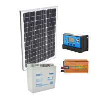 Комплект резервного питания с солнечной панелью 50W + инвертор 900Вт + ШИМ и АКБ 12V 20Ah