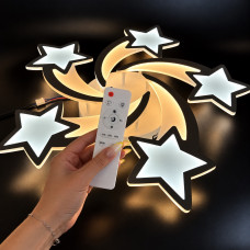 Стельова led люстра 140W біла із декоративними зірками, пультом та регулюва...