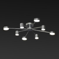 Потолочная led люстра хром на 8 модулей 3000-6000К 96Вт IP20 с пультом