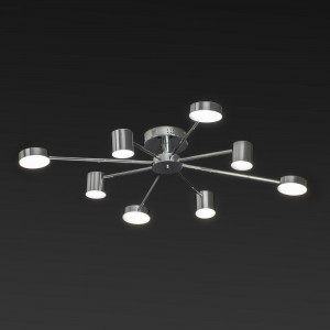 Потолочная led люстра хром на 8 модулей 3000-6000К 96Вт IP20 с пультом