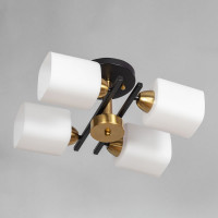 Потолочная люстра черный каркас с золотом, 4 лампы Е27