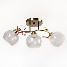 Стельова люстра на 3 плафони бронза зі скляними плафонами «тріщини» Е27