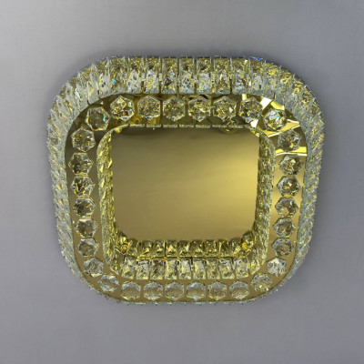 Потолочный led светильник 2×70Вт золото хрустальные вставки, регулировка света