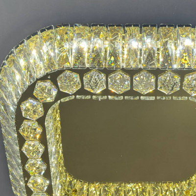 Потолочный led светильник 2×70Вт золото хрустальные вставки, регулировка света