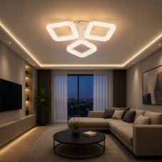 Потолочный led светильник 60W Ø475×85 мм белый с димером, ночником и тремя ...