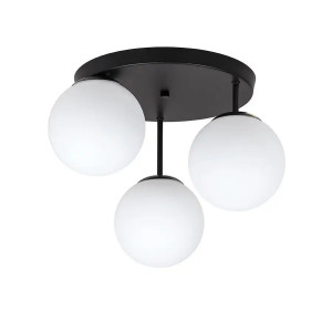Потолочный черный светильник с белыми плафонами, 3 лампы E27