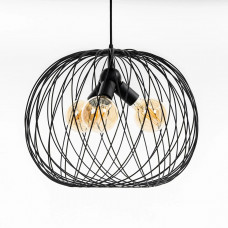 Стельовий світильник куля металевий на 3 лампи Е27 чорний