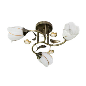 Стельовий світильник на 3 лампи бронзовий, декоративні плафони Е27 у формі квітки