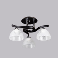 Стельовий світильник з 3 декоративними скляними плафонами чорний метал E27