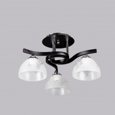 Потолочный светильник с 3 стеклянными декоративными плафонами черный металл E27
