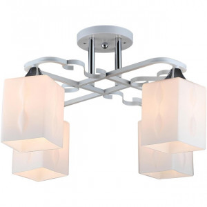 Потолочный светильник с волнистыми плафонами белый каркас цоколь Е27