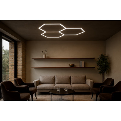 Стельовий світлодіодний світильник 3 гексагони 105Вт 6000К 1641×1600 мм