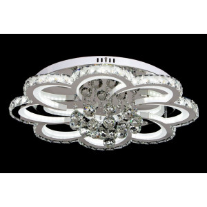 Стильна лед люстра кришталева 148Вт хром, димер/нічник з пультом