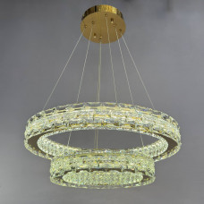 Сучасна led люстра двоярусна з кришталем і пультом 65Вт 3400/4100/6000К для вітальні