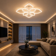 Современная led люстра с хрустальным декором 112W с ДУ, диммером и 3 режима...