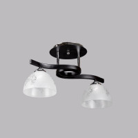 Современная люстра с двумя стеклянными плафонами Е27 чёрная арматура 45×25 см