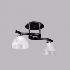 Сучасна люстра з двома скляними плафонами Е27 чорна арматура 45×25 см