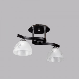 Сучасна люстра з двома скляними плафонами Е27 чорна арматура 45×25 см