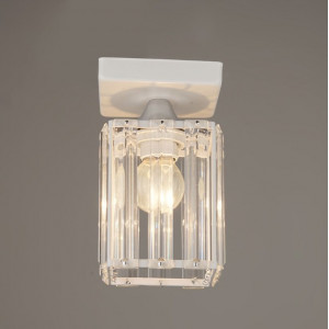 Светильник для коридора белый металл/стекло, патрон E27