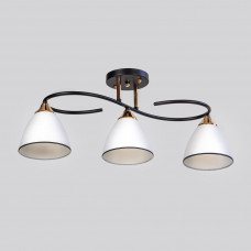 Світильник для кухні 3 відкриті скляні плафони чорний з білим цоколь Е27