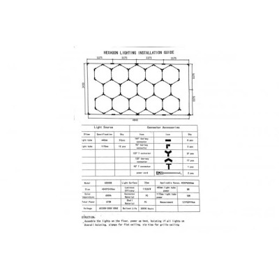 Модульний led світильник соти 14hexs 570W 6500К 100Лм/Вт Light