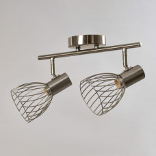 Светильник накладной на планку два хромированных плафона, цоколь E14