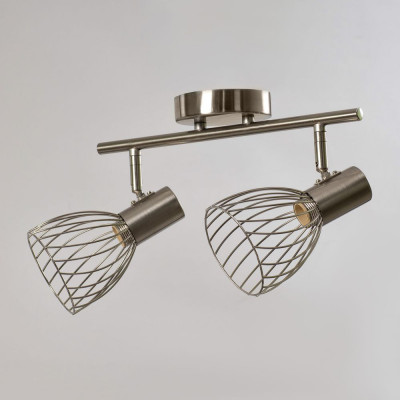 Світильник накладний на планку два хромовані плафони, цоколь E14