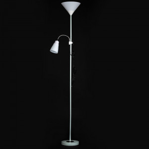 Напольный светильник с двумя плафонами Е27/Е14, белый каркас