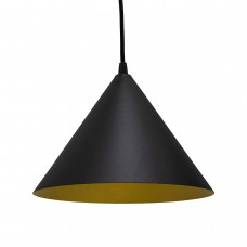 Светильник-подвес конус под лампу E27 металлический, черный-золото