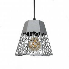 Світильник-підвіс з ажурним плафоном на 1 лампу цоколь Е27 срібний
