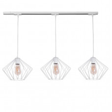 Світильник підвісний білий на треку 3 металеві плафони конус цоколь Е27 