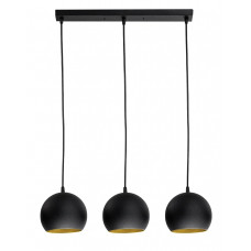 Светильник подвесной черный с 3 металлическими шарами цоколь Е27