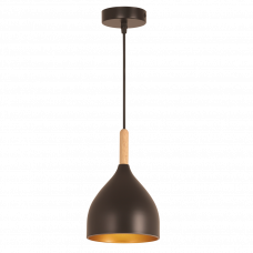 Светильник подвесной интерьерный черный с деревом модерн лампа E27