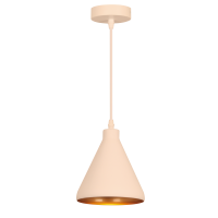 Світильник підвісний конус білий із золотим декором цоколь E27