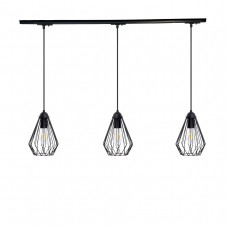 Світильник підвісний трековий на 3 лампи Е27 метал чорний