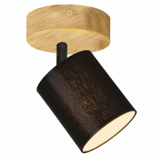Светильник спот деревянный поворотная головка черный цоколь E14