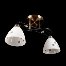 Світильник стельовий 2 лампи E27 метал бронза/чорний скляні плафони