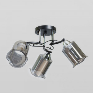 Люстра класична з сучасним акцентом 3 плафони E27 чорний/хром