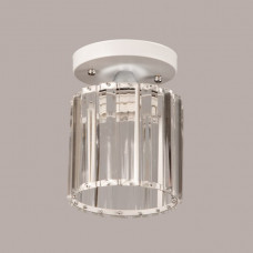 Потолочный светильник белый цилиндрическая форма, стеклянные вставки патрон E27