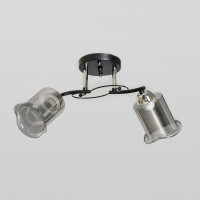 Світильник стельовий двоплафонний, чорний каркас з хромованими вставками, патрон E27