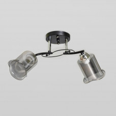 Світильник стельовий двоплафонний, чорний каркас з хромованими вставками, патрон E27