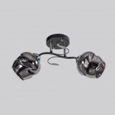 Світильник стельовий двоплафонний чорний з хромом цоколь E27