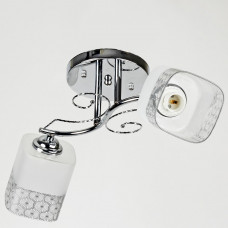 Світильник стельовий хромований, два скляні плафони, цоколь E27