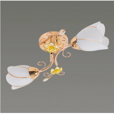 Світильник стельовий золотий 2×E27 зі скляними плафонами квітка