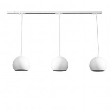 Світильник трековий металевий білий для кухні з 3 круглими плафонами цоколь Е27