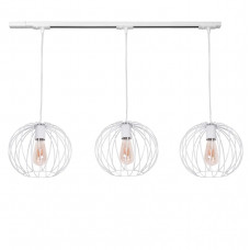 Светильник трековый подвесной белый металл 3 плафона шары цоколь Е27