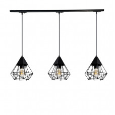 Светильник трековый подвесной геометрический 3 лампы Е27 черный