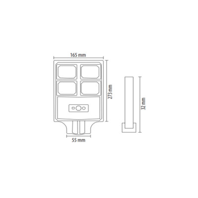 Світильник вуличний led 20W IP65 6400К на сонячній батареї з датчиком руху та сутінковим датчиком